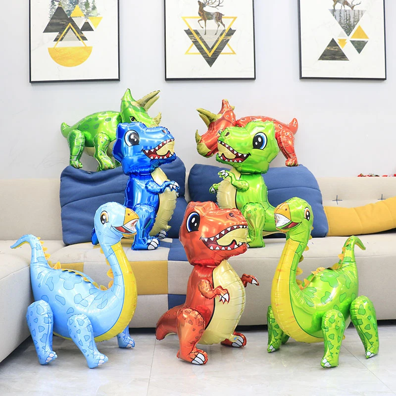 

4D Large Walking Dinosaur Foil Balloon Jungle Animal Boys Birthday Party Decoration Jurassic Standind Dragon Toys Globos Decors