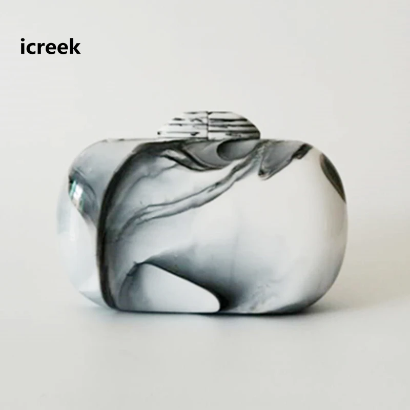 

Брендовый новый модный кошелек, Женская акриловая Милая круглая вечерняя сумка с чернильным принтом, роскошная дамская сумочка для свадьбы...