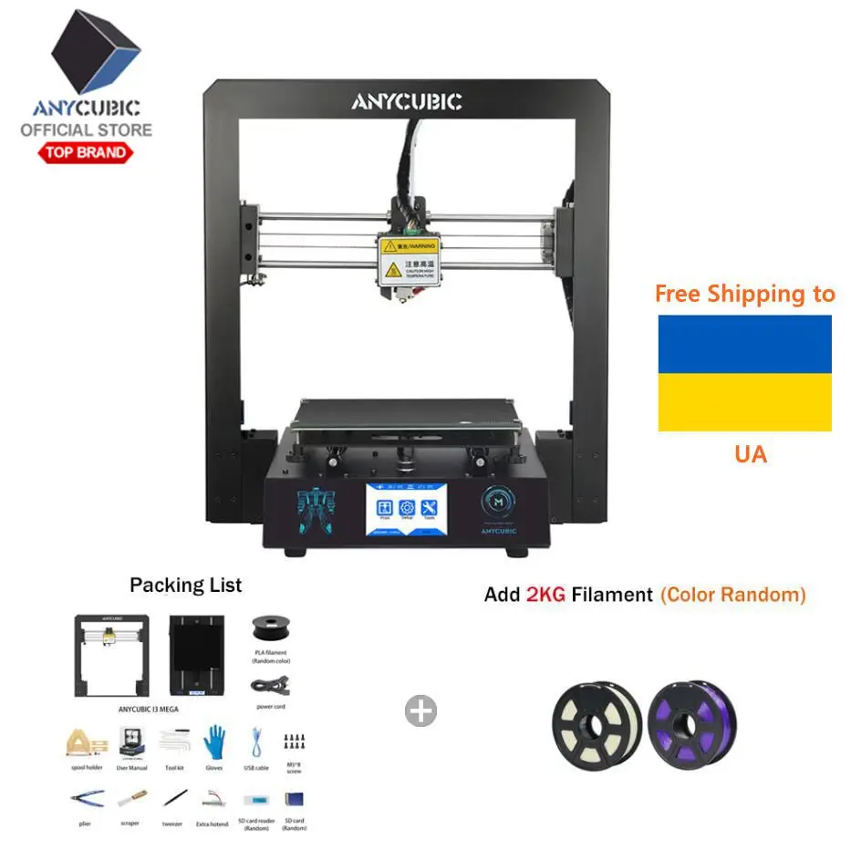 ANYCUBIC 3d принтер I3 Мега Impresora 3D комплект Полный металлический каркас большой печати размера плюс сенсорный экран 3D Drucker принтеры