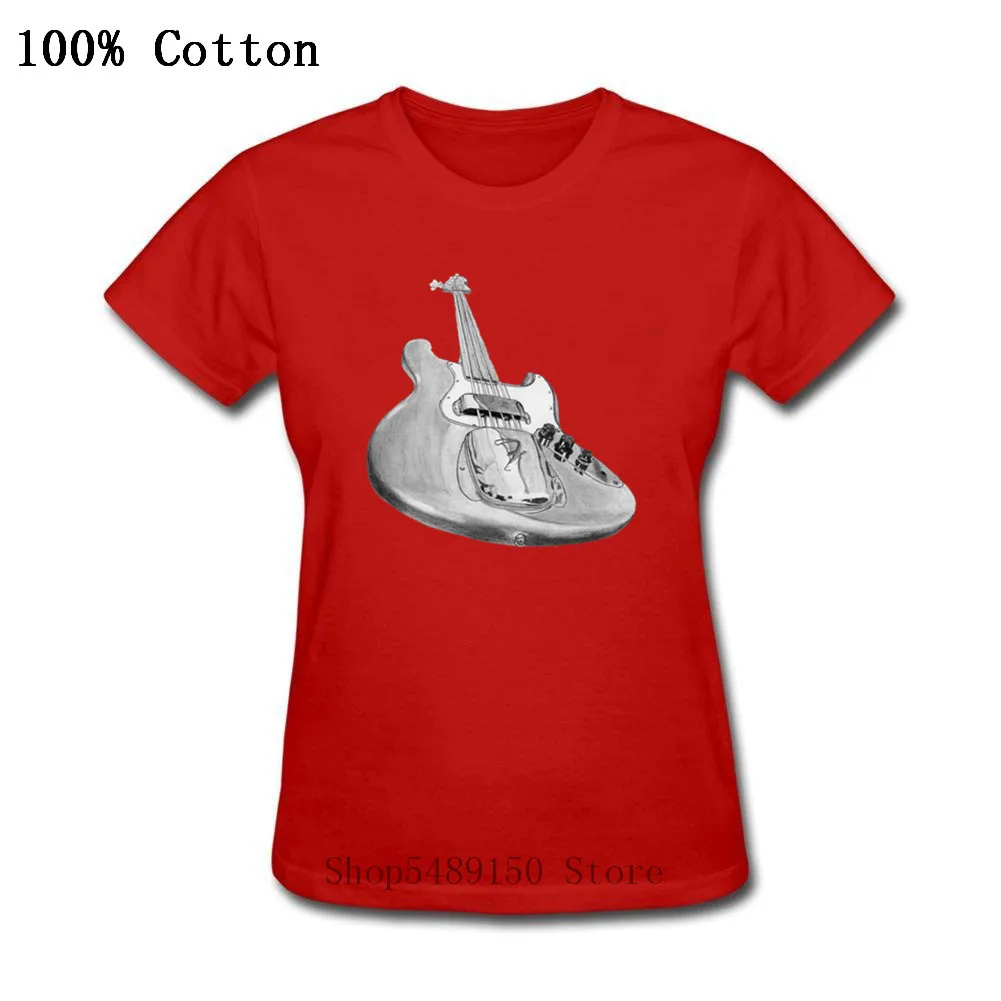 

Брендовая женская футболка с бас-гитарой, топы из чистого хлопка, хипстерская футболка с коротким рукавом и круглым вырезом в стиле рок, жен...