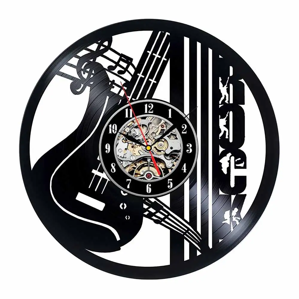 Винтажные настенные часы Rock N Roll с музыкой виниловое украшение для записи декора