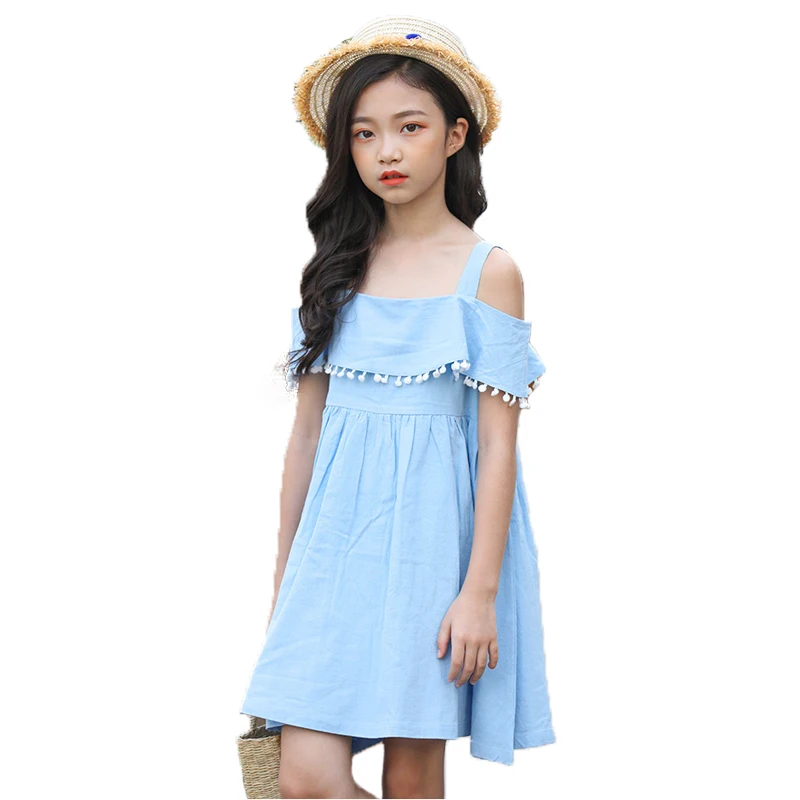 Платье для девочек Летняя хлопковая элегантная детская одежда с бантом