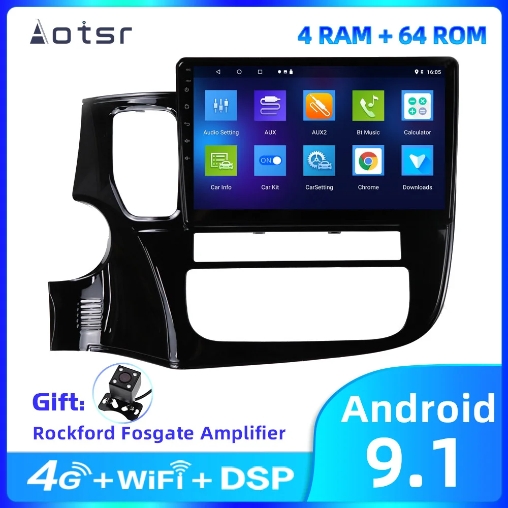 Aotsr 10 2 дюймов Android 9 1 Din Автомобильный мультимедийный плеер GPS навигация для Mitsubishi