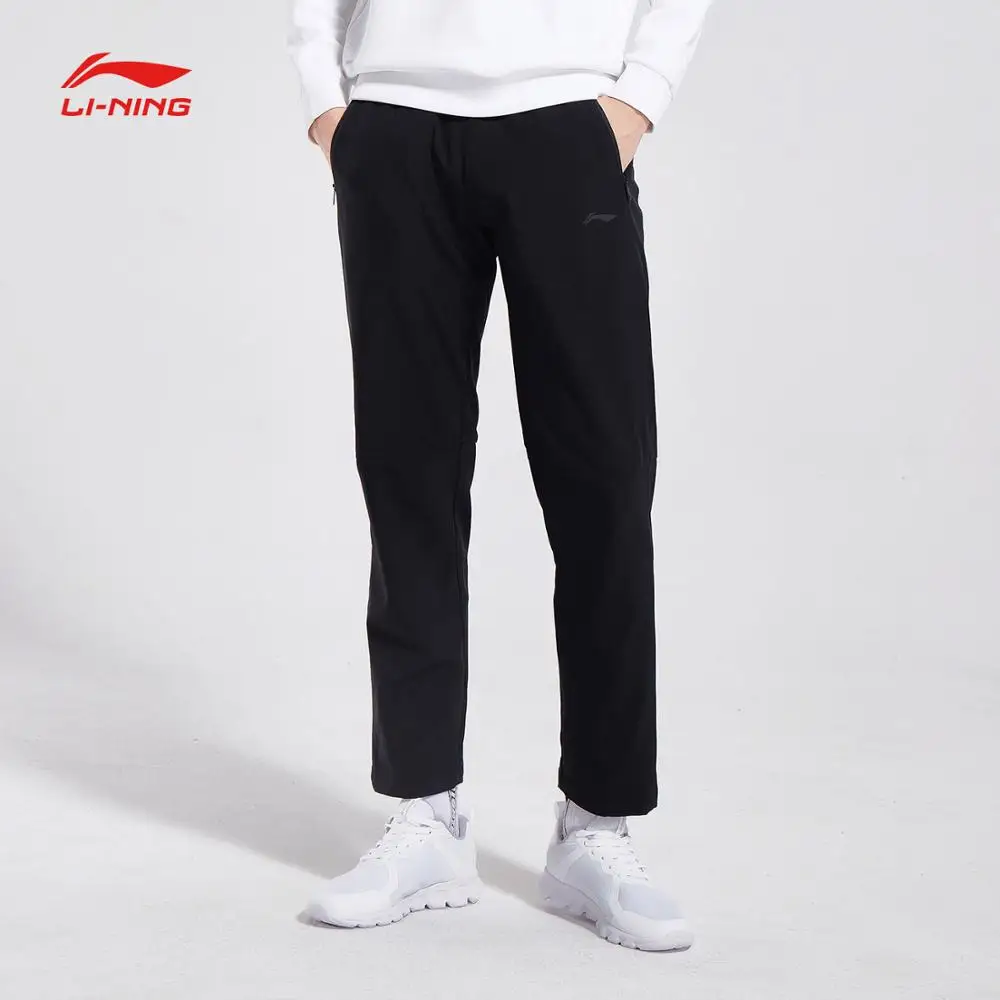 Li-Ning мужские штаны для бега, теплые флисовые 91.1% полиэстер 8.9% спандекс, подкладка, комфортные спортивные штаны, брюки AYKN387 MKY435