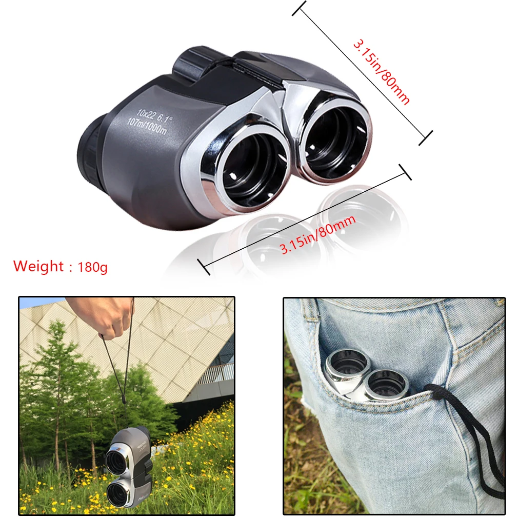 Телескоп высокой четкости 10X22 Водонепроницаемый Мини бинокль портативный