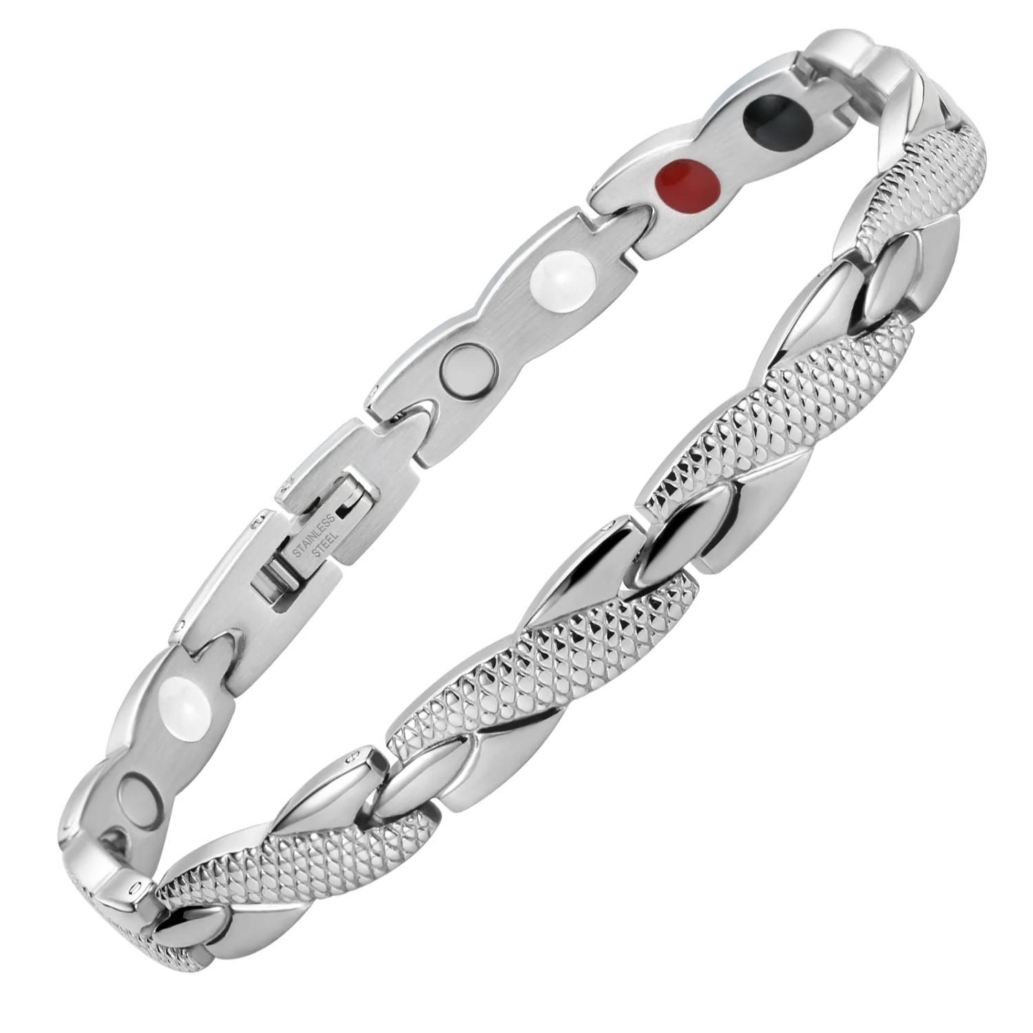 

Nantii Magnetic Women Bracelets Cross Stainless Steel Germanium Bracelet Silver Color Chain Link for Hologram Jewelry