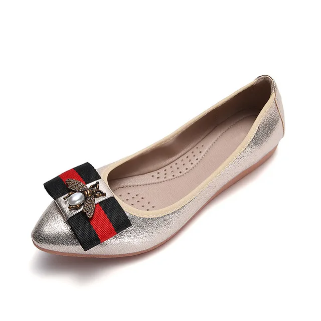 Большие размеры женская обувь на плоской подошве с острым носком Элегантная