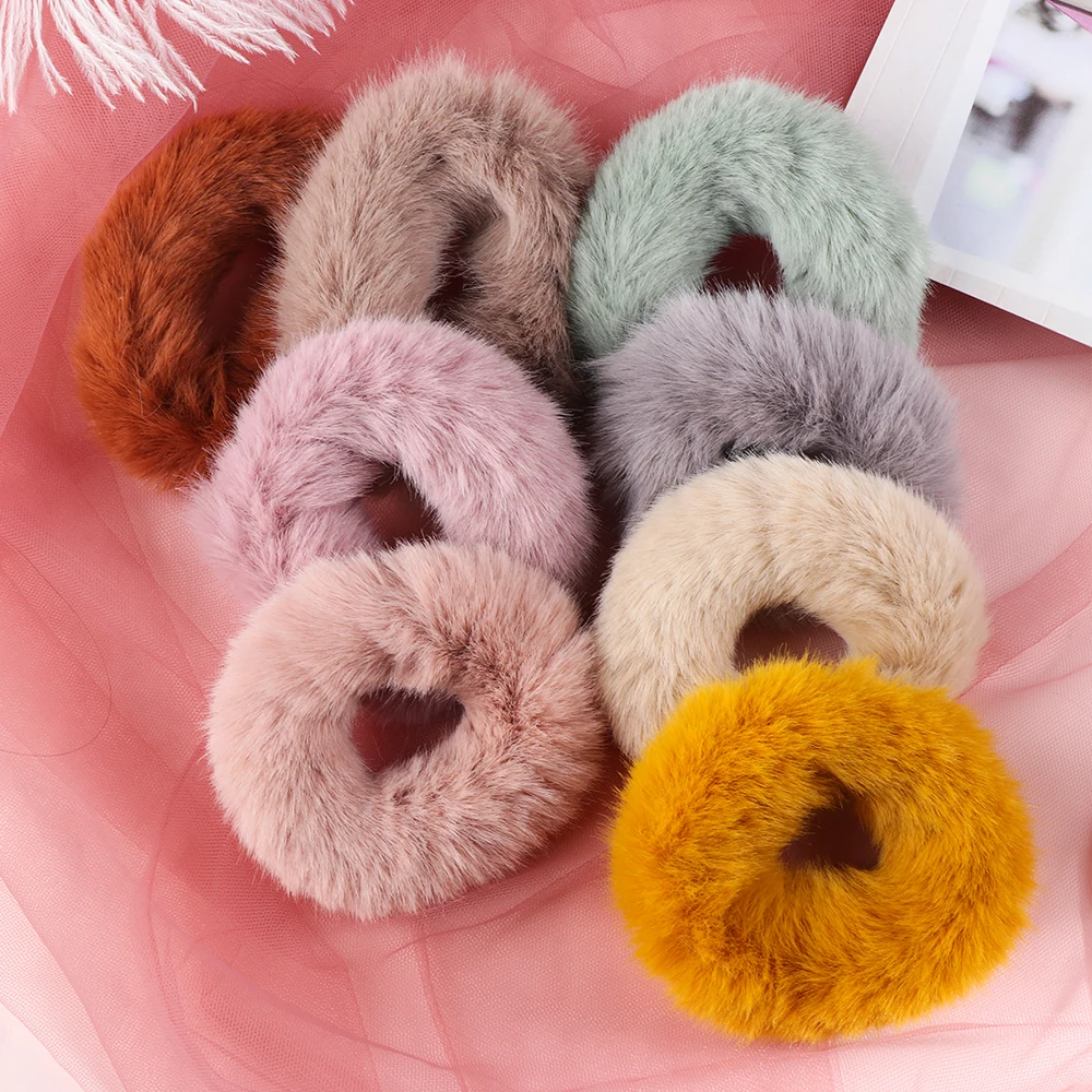 Новинка 2021 резинка для волос из искусственного кроличьего меха зимние плюшевые