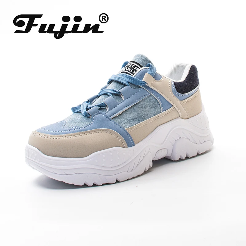 Женские кроссовки на шнуровке Fujin повседневные платформе увеличивающие