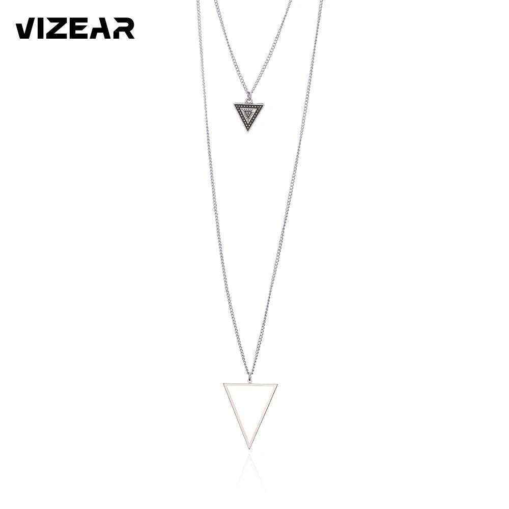 

Ethnic Triangles Pendant Necklaces Multilayer Long Chain Necklace For Women and Men Jewelry Boho Triangles Charms Popular 2021