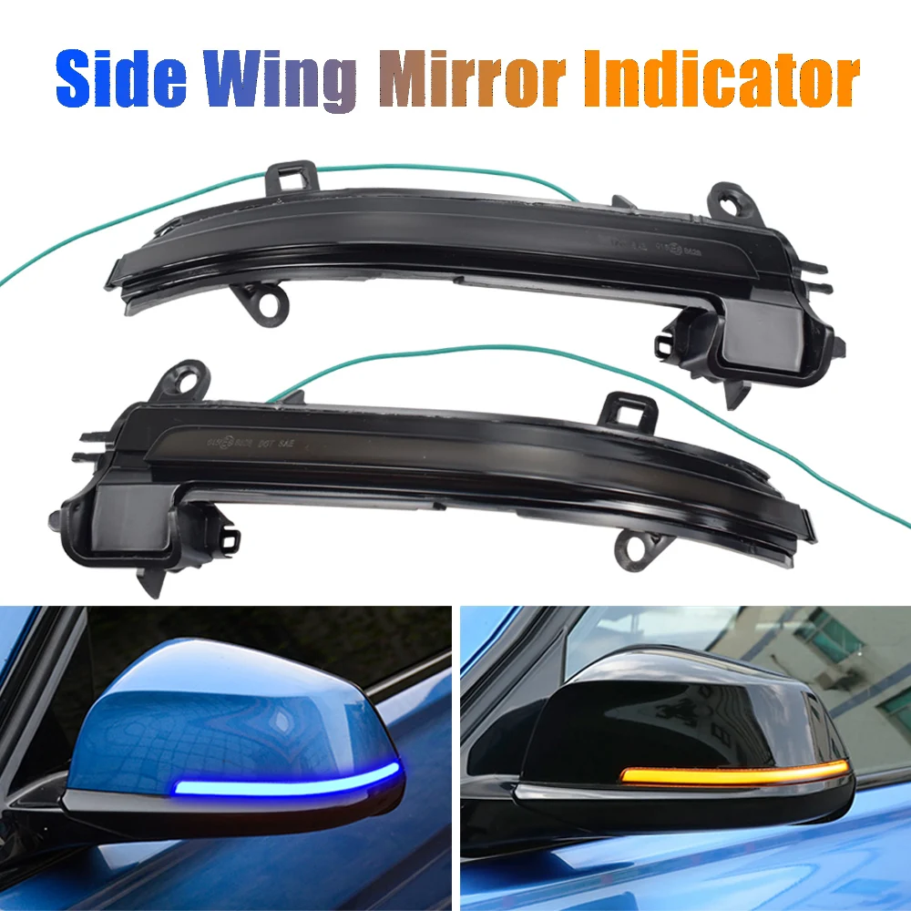 

2pcs For BMW M2 F87 LED Dynamic Turn Signal Light Side Wing Rearview Mirror Indicator Lamp With Bottom Shell