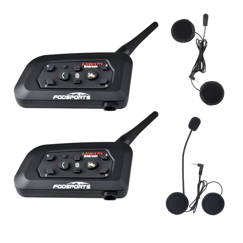 2 шт. Fodsoprt V6 Pro мотоциклетный Bluetooth шлем гарнитуры домофон для 6 гонщиков BT беспроводной intercomunicador переговорные MP3 gps - Цвет: 1 soft and 1 hard