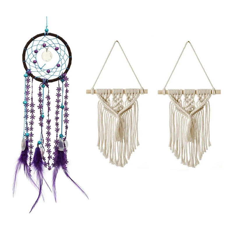 

Dream Catcher Campanula And Feather Car Wall Hanging With 2PCS Bohemian Tassels Dream Catcher Tapestry Wall Hanging