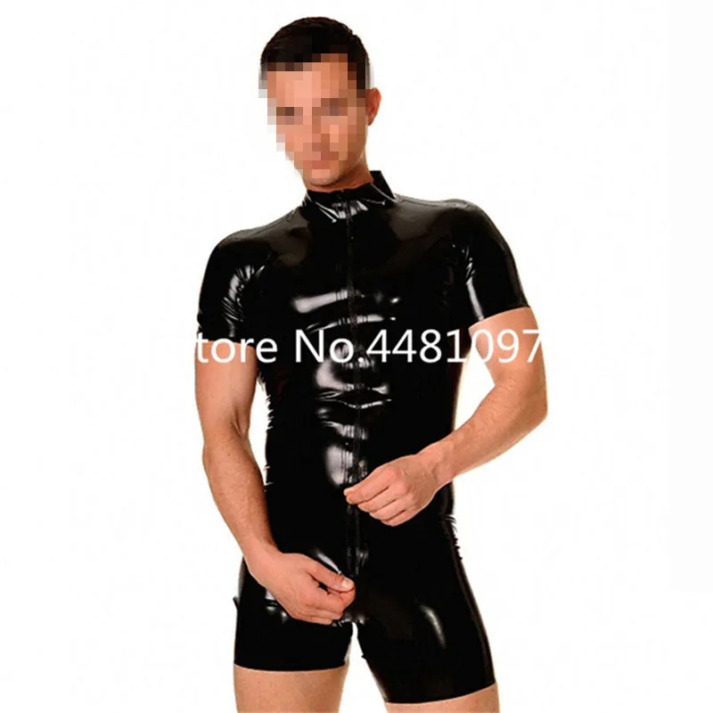 Сексуальное черное цельнокроеное Мужское боди из искусственного латекса с