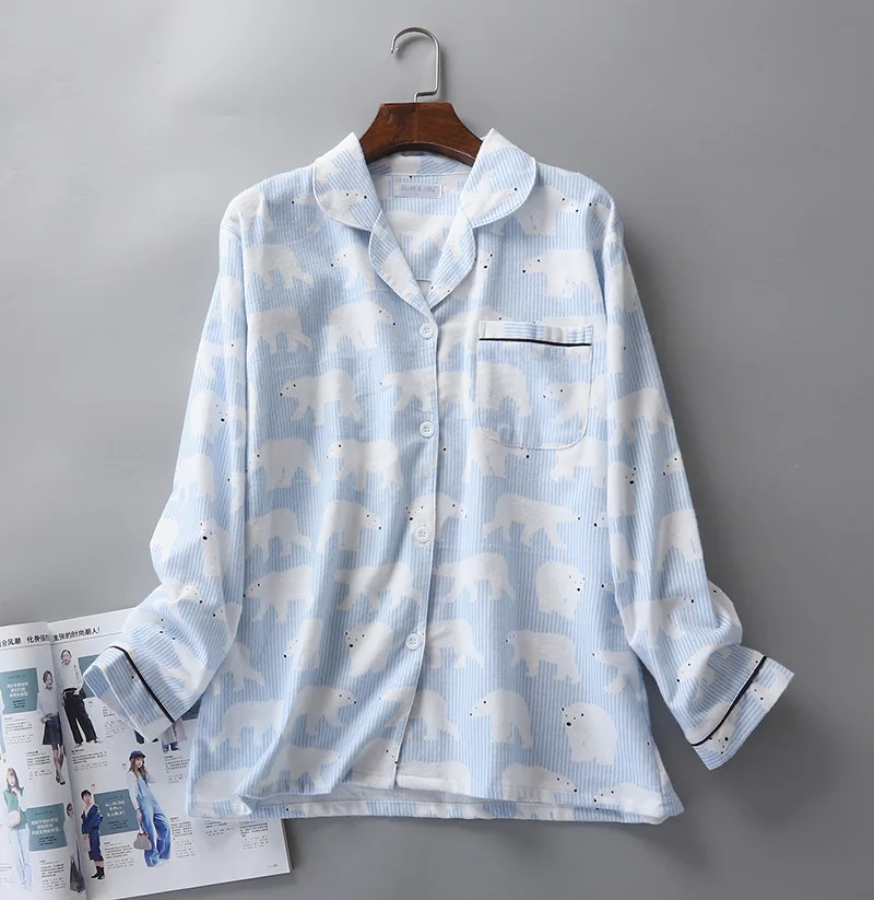 Новинка Женская Фланелевая пижама из 100% хлопка с мультяшным принтом домашняя