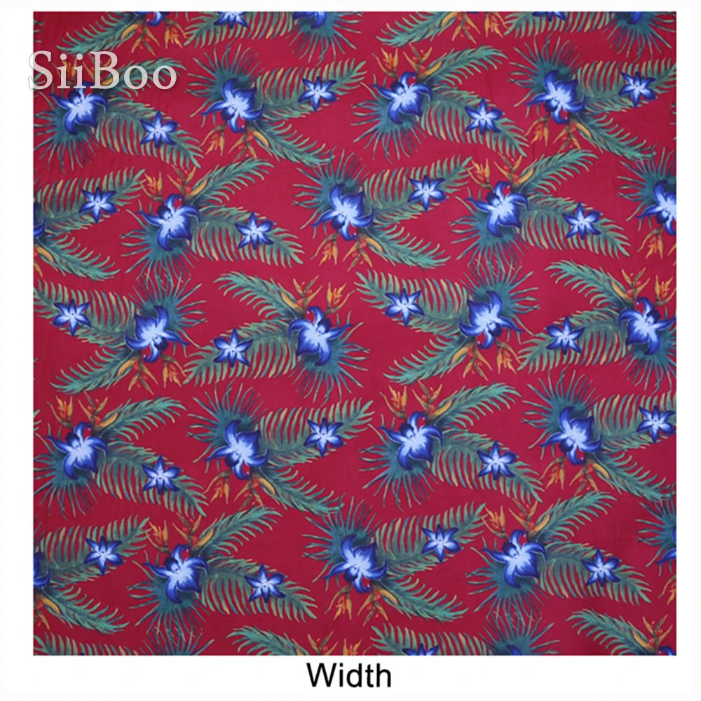 Пасторальная зеленая синяя ткань с принтом растений красная хлопковая шелковая