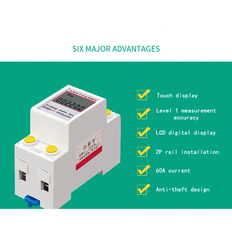 Трековый Электрический измеритель энергии фазовый электронный инструмент 220 В