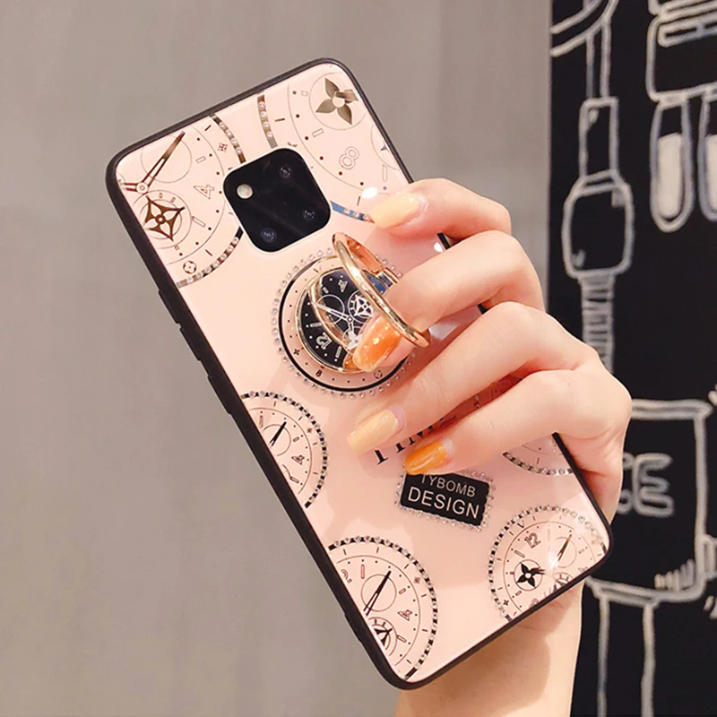 Чехол-подставка с кольцом-часами и кристаллами для Honor 7 8 9X MAX 10 Lite чехол Huawei mate 20 30