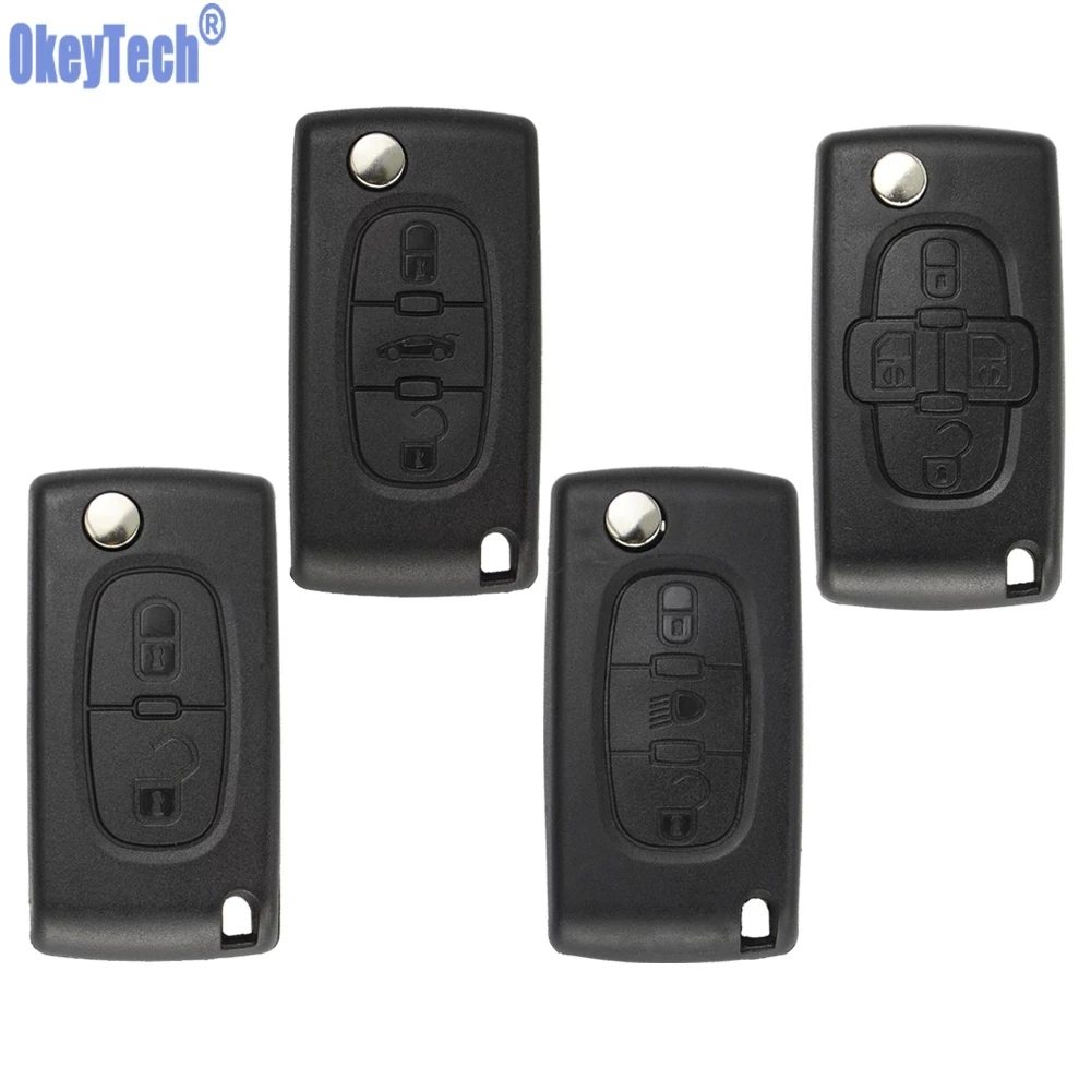 OkeyTech складной чехол для ключей на застежке без рисунка 2 3 BTN Peugeot 207 307 308 407 607 807 Citroen