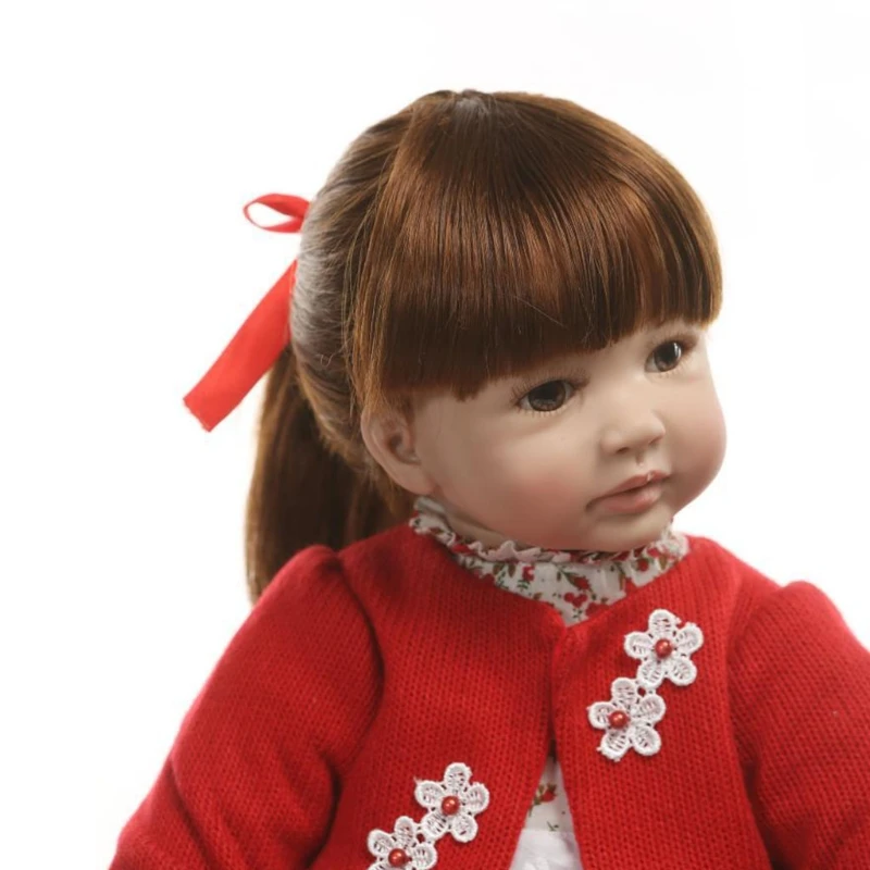 

24In Looking Lifelike Realistic Baby Vinyl Silicone Long Hair Newborn CareToy for Children and the Elderly Xmas Gift
