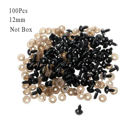 100Pcs 12mm 100 шт. на возраст от 6 до 12 лет мм черный Изделия из пластика защитные глаза для плюшевый мишка, мягкая игрушка кукла животных амигуруми DIY аксессуары GYH - Цвет: 100Pcs 12mm
