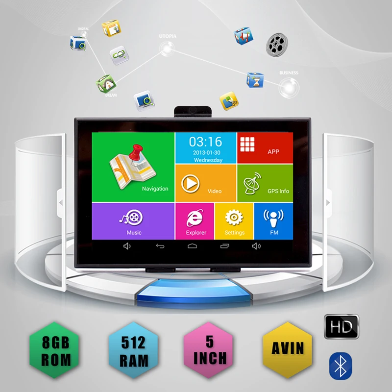 5 &quotips емкостный экран GPS автомобильный Грузовик навигация Bluetooth Wifi 8G/512M AV-IN Точная