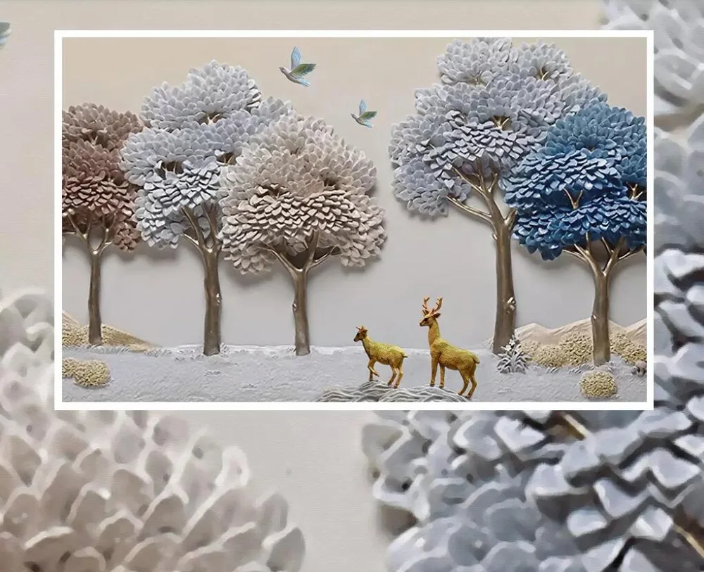 Настенные 3D обои XUE SU объемные рельефы объемное покрытие на стену с изображением