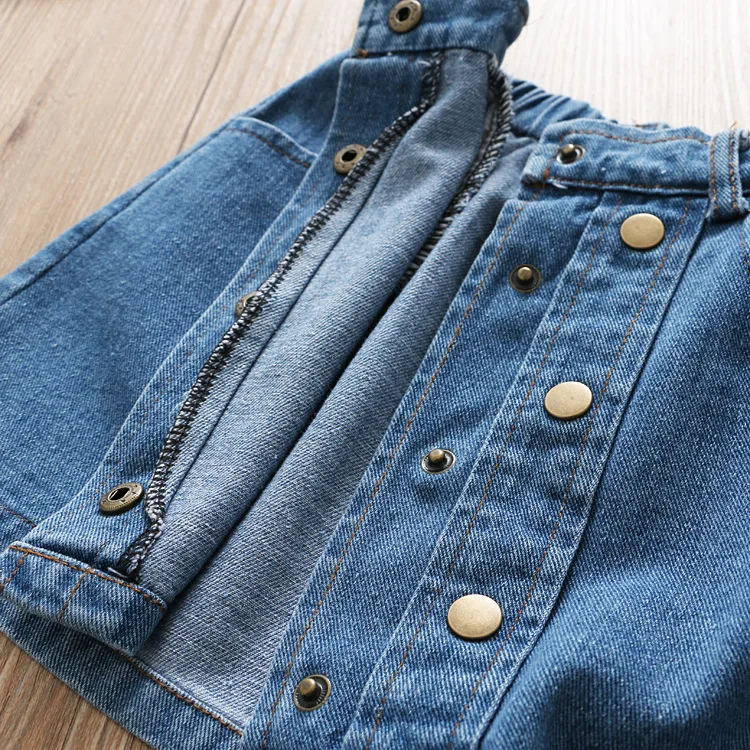 Thunderers/Летняя модная детская джинсовая юбка для девочек на пуговицах маленьких