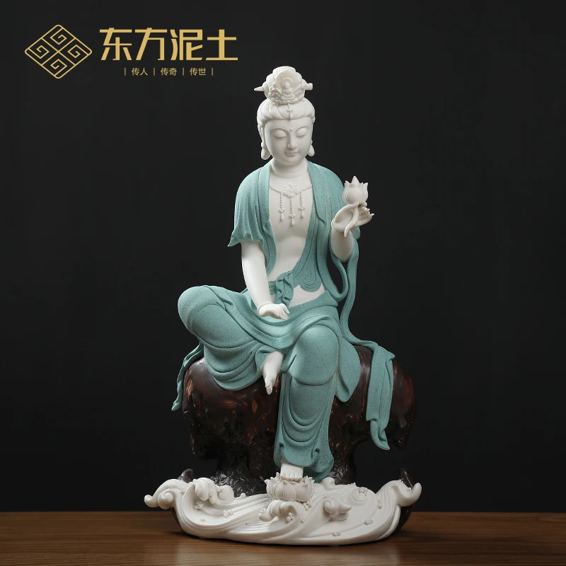 

Удобные Гуаньинь скульптура ручной работы Керамические предметы мебели сидя номера Авалокитешвара статуи Будды