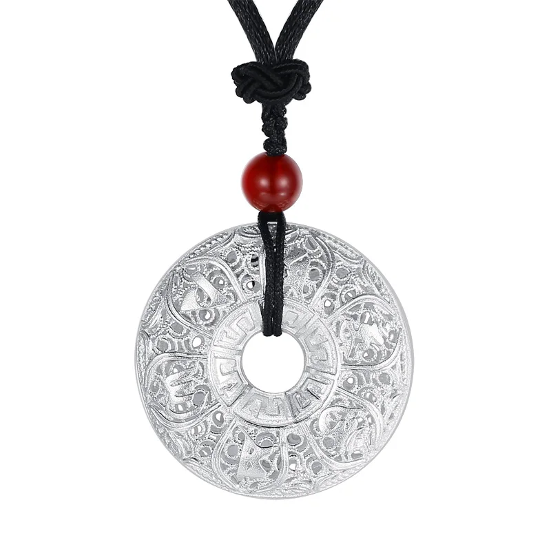 

Chinese styleIn suzhou, China. 999 fine silver silver six words hard 3 d silver peace clasp pendant car key chain pendant