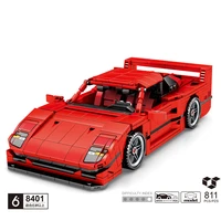 technical italia horse logo super sport car ferra f40 building block bricks model pull back vehicle toys collection for gifts