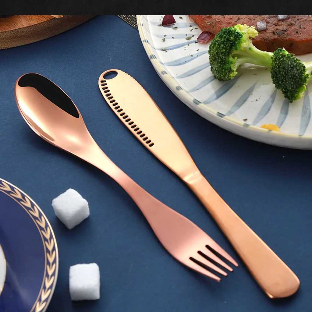 Набор столовых приборов из нержавеющей стали позолоченная столовая посуда