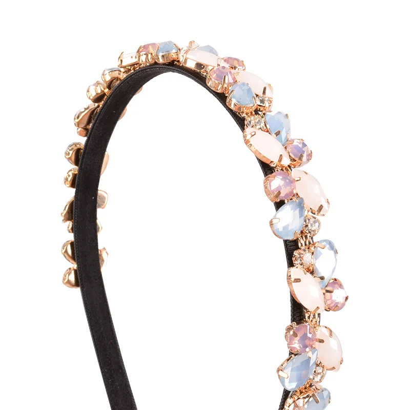

Korean fashion retro wide-brimmed fabric rhinestone headband crystal trend handmade headband ins adult hair accessories
