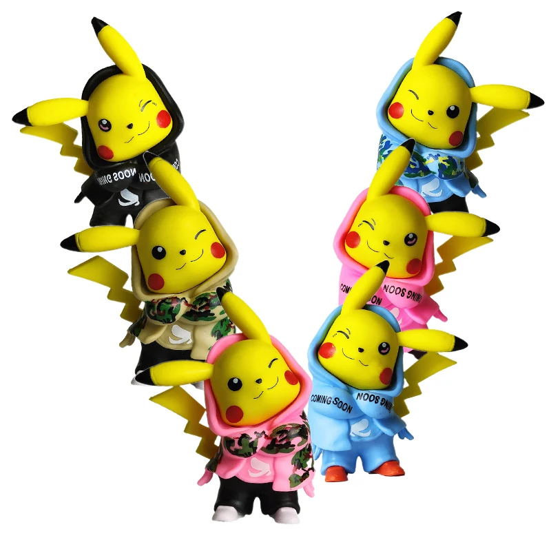 

6pcs Different Style Pikachu Takara Tomy Cartoon Pokemon Anime Action Figure 10cm Original Dolls Model girl kids Game Puzzle Toy