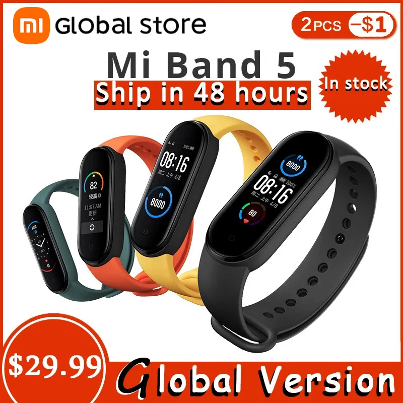 Xiaomi Mi Band 5 глобальная версия Смарт часы с сердечным ритмом для йоги спортивный