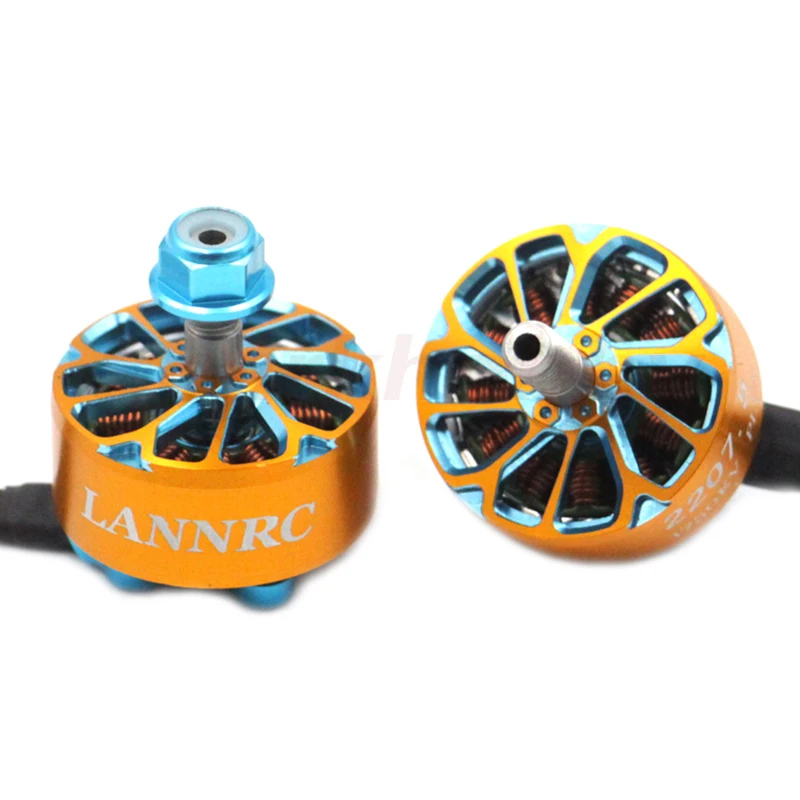 

LANNRC 2207.5 1750kv 1950kv 2550kv 3-6S Lipo Brushless Motor 12N14P Orange and Blue 5mm Shatf for 5inch Race Through Drones DIY