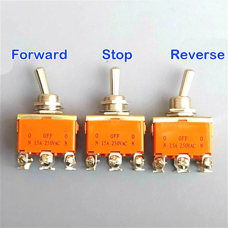 

15 Amp 250V 6Pin Toggle DPDT ON-OFF-ON Switch Power Rocker Three Position Throw Polarity Forward Reverse CW CCW DC Motor Control