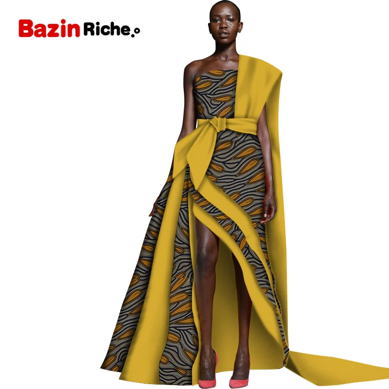 Newest Fashion African Dresses for Women Private Custom Sleeveless Floor-length Sexy Cotton Party Dress Customized WY5619