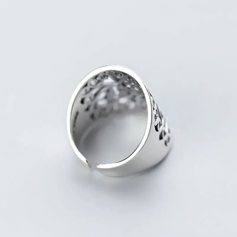 YIZIZAI кольцо с полым рисунком регулируемое открытое металлическое широкое Ретро