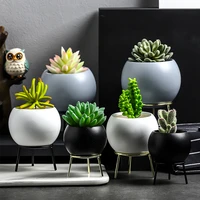 1piece nordic iron ceramic art vases simple tabletop vase frame ceramic coffee home room garden flowerpot decoration