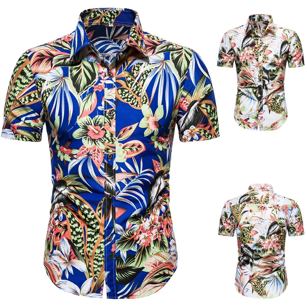 

Мужская рубашка с коротким рукавом, летняя повседневная модная рубашка с принтом, стильный и удобный топ, гавайская рубашка, пляжные праздн...