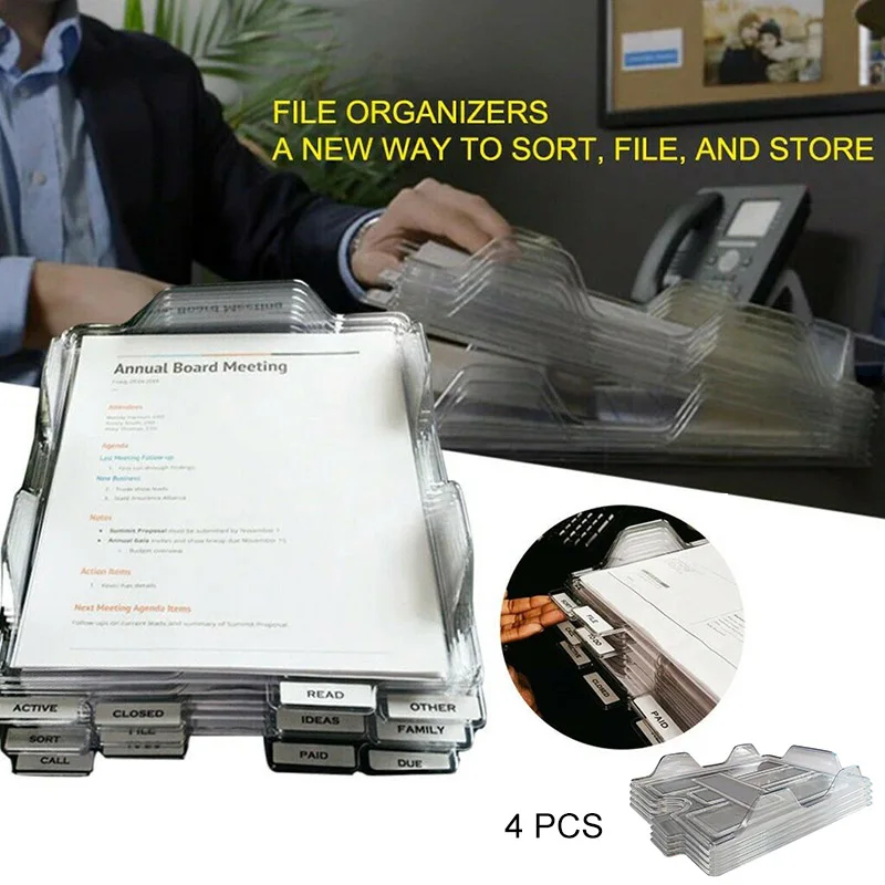 

4PCS Office File Organizers A New Way to Sort File and Store Multifunctional Storage Rack NC99