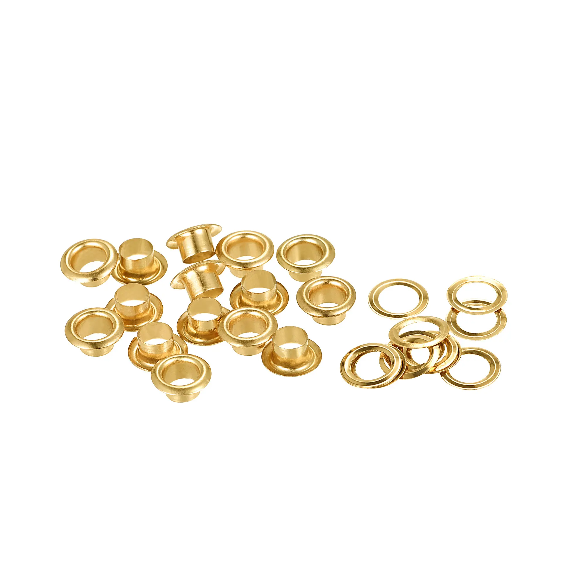 

Uxcell Eyelets with Washers, 11 x 6 x 5mm Iron Hollow Rivets Grommets Gold Tone 100 Set