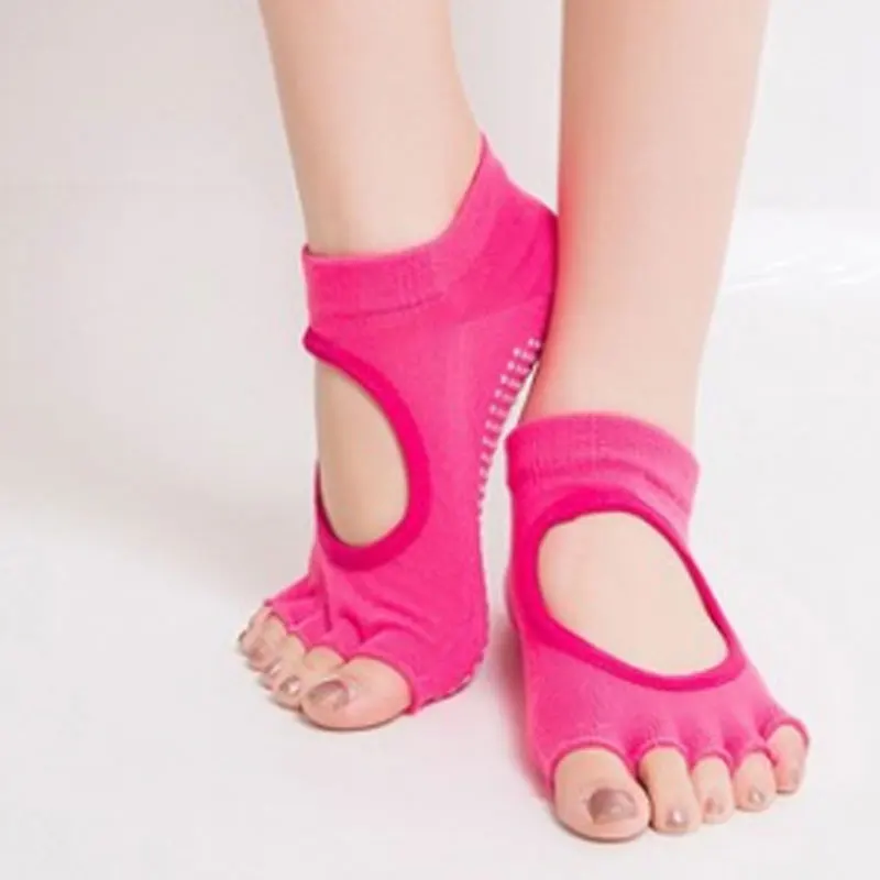 Женские хлопковые носки для занятий йогой и пилатесом с пятью пальцами