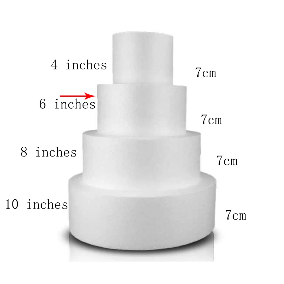 1 piece of 6 inch Transhome Торт Модель 4/6/8/10 дюймов торт манекен моделирование кондитерский шприц для украшения изделий вечерние Модель "Сделай своими руками", торт Круглый пены прессформы Пластик Торт Модель - Цвет: 1 piece of 6 inch
