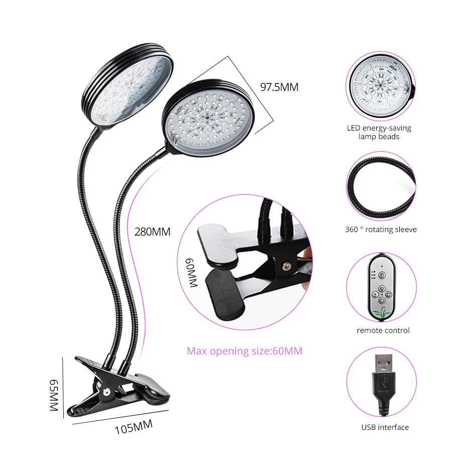 USB LED Grow Light Full Spectrum Phytolamp Tent Phyto Lamp for Plants Seedling Flower Vegetable Indoor Box Fitolampy | Освещение