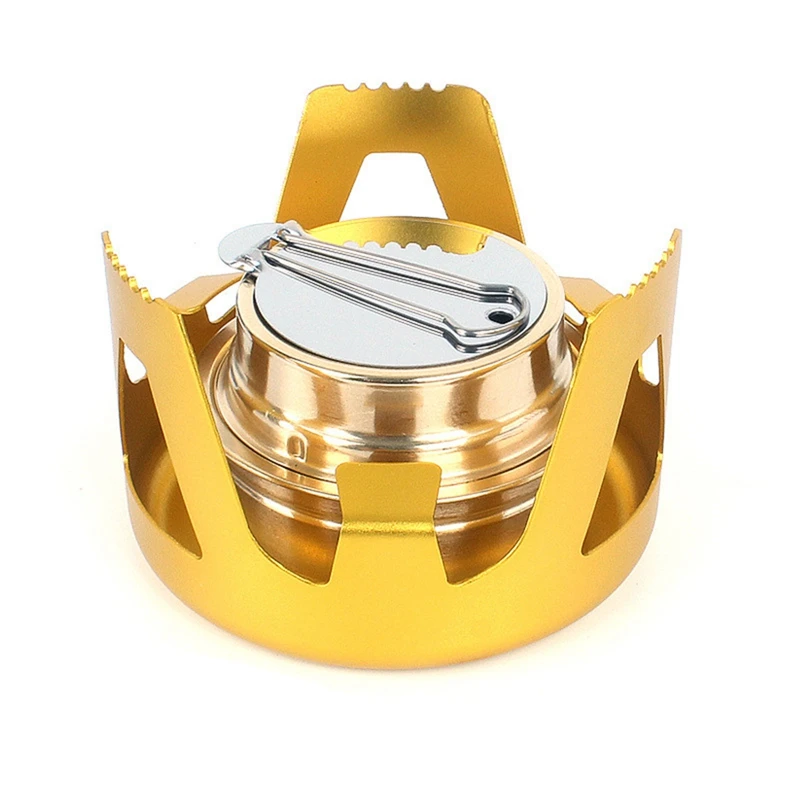

Heavy Duty Brass Camping Stove Burner with Stand Lid for Outdoor Camping Hiking Backpacking Cooking Portable