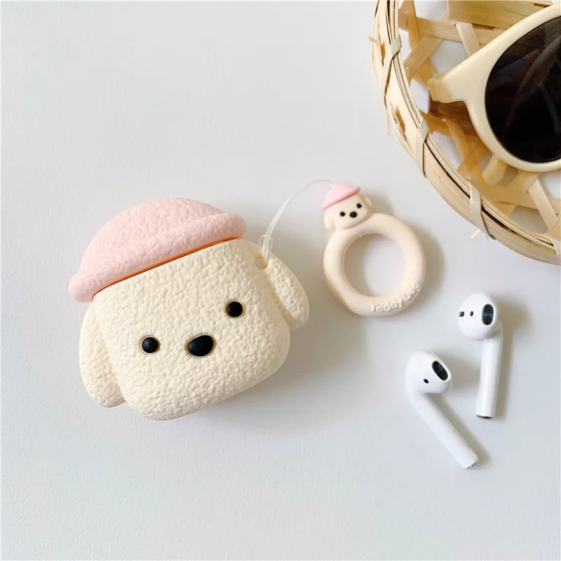 3D милые животные Пудель игрушка "Щенок" чехол для наушников для Apple Airpods 1/2 прекрасный силиконовый защитный чехол для наушников Аксессуары