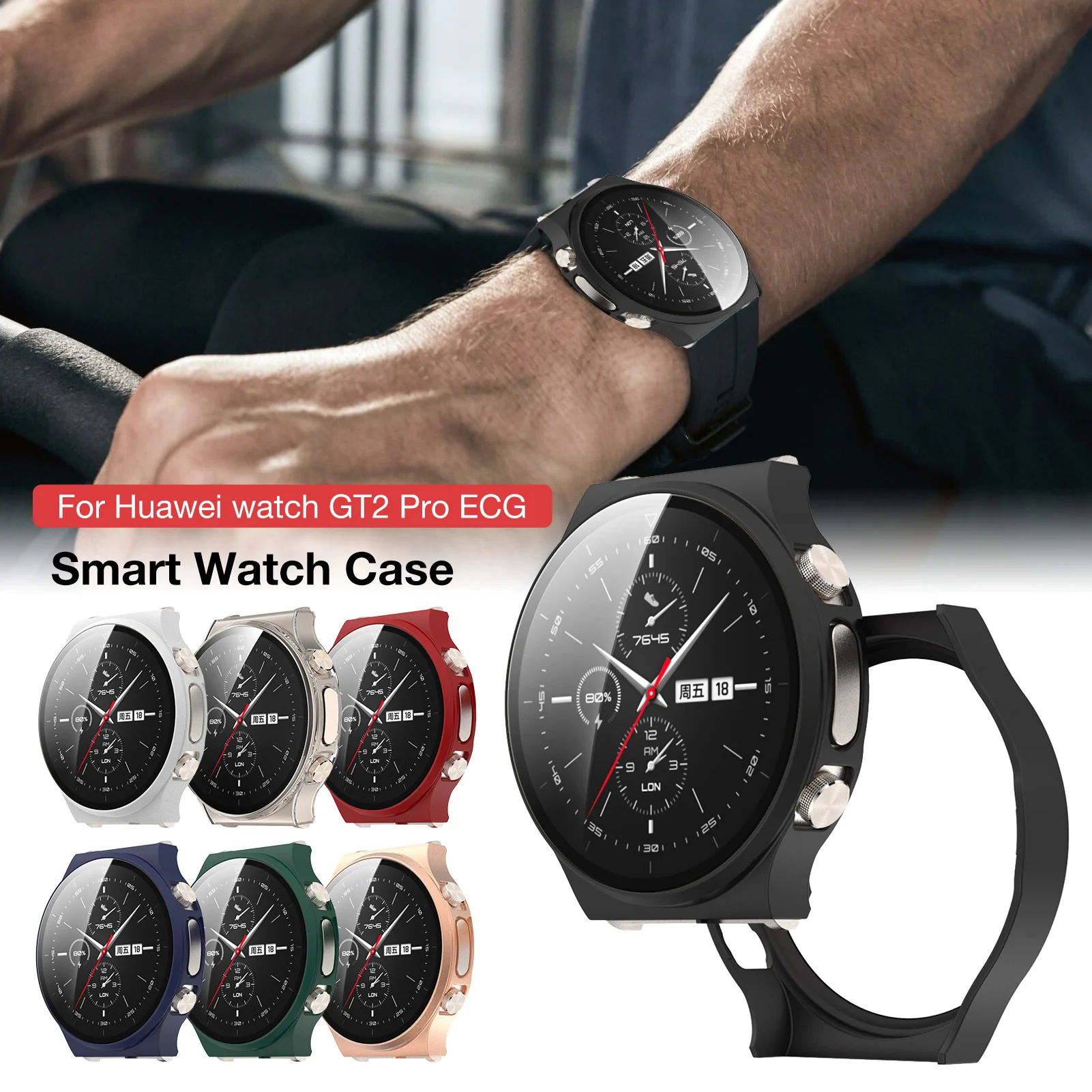 

Для GT2 Pro ЭКГ Смарт-часы Экран защитная оболочка чехол, устойчивое к царапинам корпус светильник бампер аксессуары защитная пленка из закале...