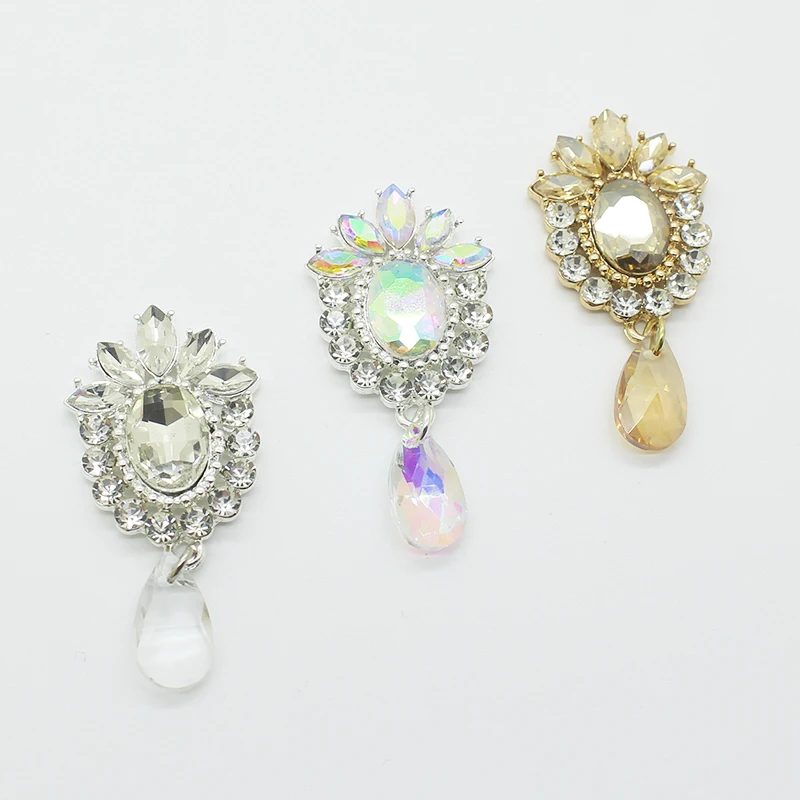 

Boutique 5 pcs/set fashion handmade corsage water drop brooch Colorful color rhinestone crystal pendant wedding accessories